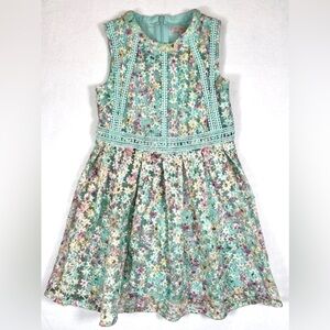 CHLOE D Girls Sleeveless Floral Embroidered Dress 5-6 Mint Pastel Formal Wedding